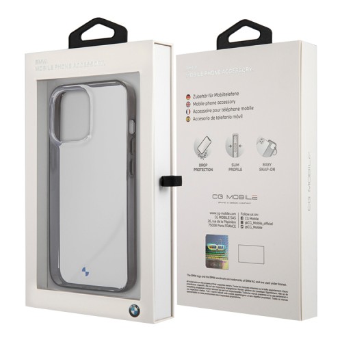 Чехол BMW Signature Hard Transparent Black edges для iPhone 13 Pro, черная рамка