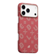 BlueO чехол для iPhone 17 Pro, Tactile Woven Air Aramid fiber (Kevlar) Red (MagSafe)