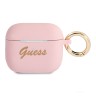 Чехол Guess Silicone Script logo с кольцом для Airpods 3 (2021), розовый