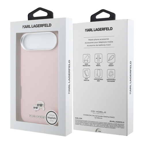 Karl Lagerfeld для iPhone Air чехол PU Saffiano FW NFT Karl&Choup metal & Cam Hard Pink (MagSafe)