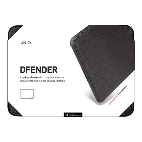 Uniq DFender Sleeve Kanvas для Macbook AIR | PRO 13, черный (см, 32.5 х 22.7 х 1.7) DFENDER(13)-BLACK
