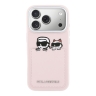 Karl Lagerfeld для iPhone 17 Pro чехол PU Smooth Sketch Karl&Choupette Metal Cam with Cardslot Pink