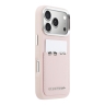 Karl Lagerfeld для iPhone 17 Pro чехол PU Smooth Sketch Karl&Choupette Metal Cam with Cardslot Pink