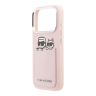 Karl Lagerfeld для iPhone 17 Pro чехол PU Smooth Sketch Karl&Choupette Metal Cam with Cardslot Pink