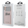 Karl Lagerfeld для iPhone 17 Pro чехол PU Smooth Sketch Karl&Choupette Metal Cam with Cardslot Pink