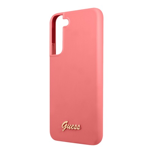 Чехол Guess Liquid Silicone Gold Metal logo для Galaxy S22, Fushia