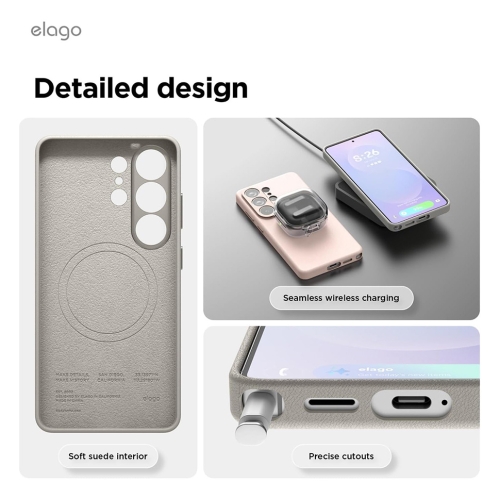 Elago для Galaxy S26 Ultra чехол Magnetic PU Leather Light Grey (MagSafe)