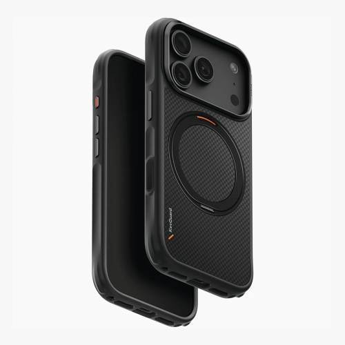 Uniq для iPhone 18 Pro Max/17 Pro Max чехол KEVA Kevlar 360-Rotating stand Carbon Black (MagSafe)