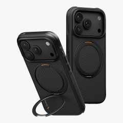 Uniq для iPhone 18 Pro Max/17 Pro Max чехол KEVA Kevlar 360-Rotating stand Carbon Black (MagSafe)