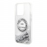 Чехол Lagerfeld Liquid glitter RSG logo Hard для iPhone 13 Pro Max, серебристый