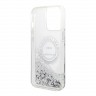 Чехол Lagerfeld Liquid glitter RSG logo Hard для iPhone 13 Pro Max, серебристый