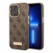 Чехол Guess PU 4G Plate metal logo Hard для iPhone 14 Pro, коричневый (Magsafe)