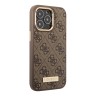 Чехол Guess PU 4G Plate metal logo Hard для iPhone 14 Pro, коричневый (Magsafe)