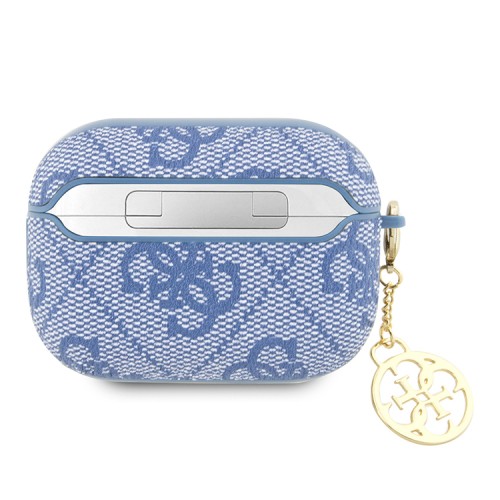 Чехол Guess PU leather 4G with metal logo and Heart charm для Airpods Pro 2, синий