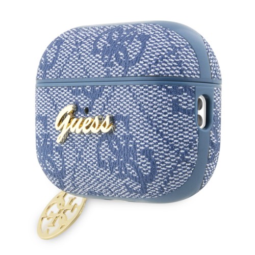 Чехол Guess PU leather 4G with metal logo and Heart charm для Airpods Pro 2, синий