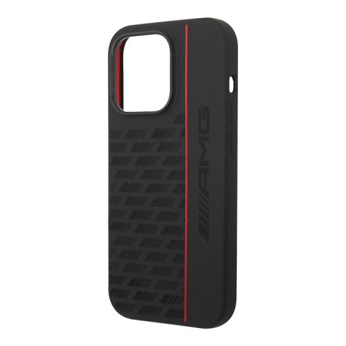 Чехол AMG Liquid Silicone Carbon pattern Hard для iPhone 14 Pro Max, черный