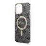 Чехол Guess 4G Hard для iPhone 13 Pro Max, черный/золотой (MagSafe)