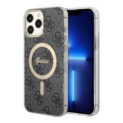 Чехол Guess 4G Hard для iPhone 13 Pro Max, черный/золотой (MagSafe)