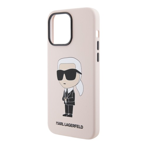 Lagerfeld для iPhone 15 Pro чехол Liquid silicone NFT Karl Ikonik Hard Pink