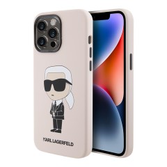 Lagerfeld для iPhone 15 Pro чехол Liquid silicone NFT Karl Ikonik Hard Pink
