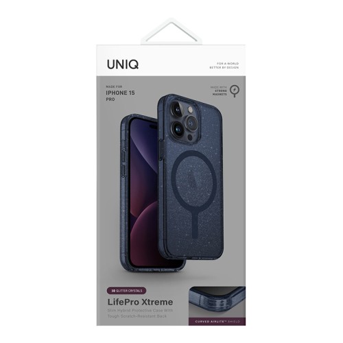 Uniq для iPhone 15 Pro чехол Lifepro Xtreme Tinsel Blue (MagSafe)