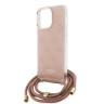 Guess для iPhone 15 Pro чехол Crossbody PC/TPU 4G Hard + Nylon cord Pink
