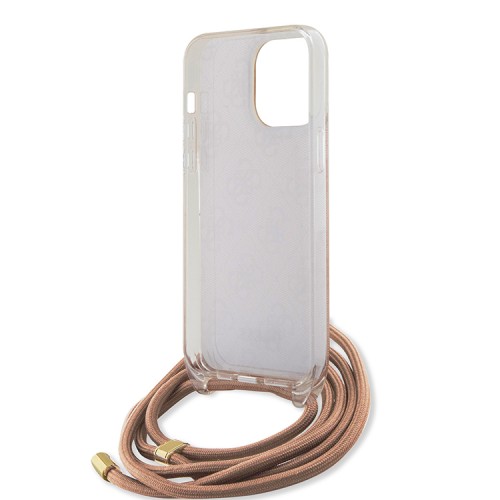 Guess для iPhone 15 Pro чехол Crossbody PC/TPU 4G Hard + Nylon cord Pink