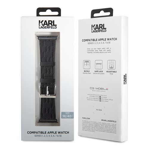 Karl Lagerfeld для Apple Watch 42-41-40 mm ремешок PU Saffiano Monogram Black