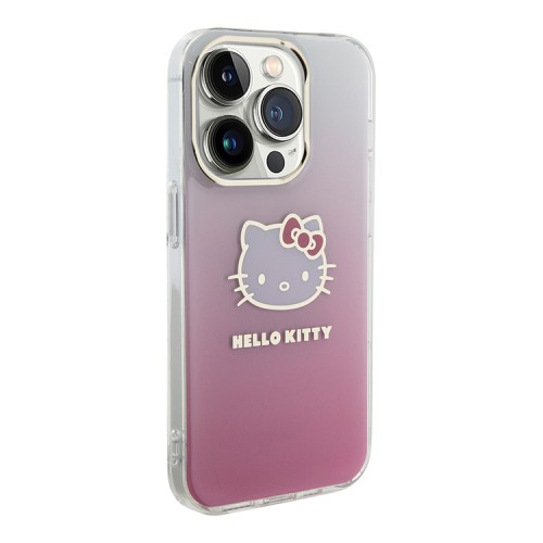 Hello Kitty для iPhone 15 Pro Max чехол PC/TPU Kitty Head Gradient Hard Pink