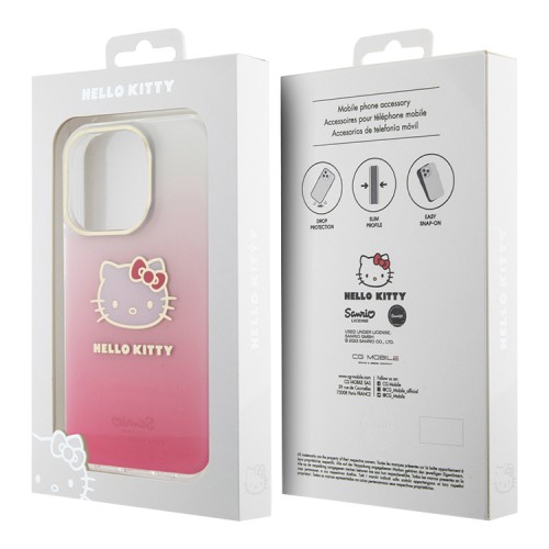 Hello Kitty для iPhone 15 Pro Max чехол PC/TPU Kitty Head Gradient Hard Pink