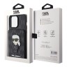 Karl Lagerfeld для iPhone 14 Pro чехол Cardslot Stand PU Saffiano Monogram NFT Karl Ikonik Hard Black