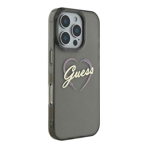 Guess для iPhone 16 Pro чехол PC/TPU Heart Black