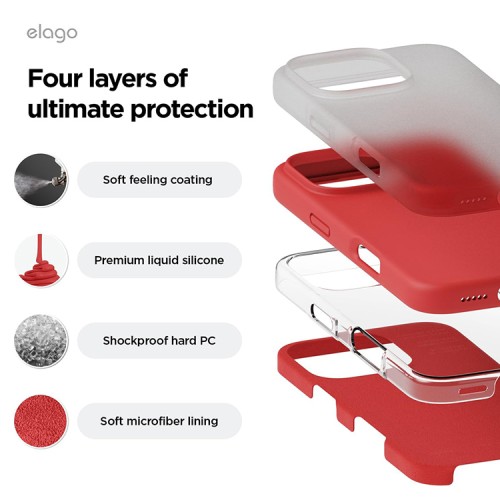 Elago для iPhone 16 Pro Max чехол Soft silicone (Liquid) Red