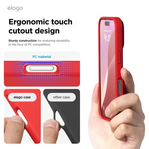 Elago для iPhone 16 Pro Max чехол Soft silicone (Liquid) Red
