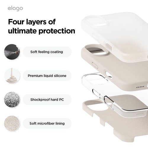 Elago для iPhone 16 чехол Soft silicone (Liquid) Stone