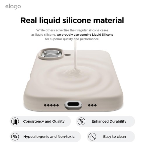 Elago для iPhone 16 чехол Soft silicone (Liquid) Stone
