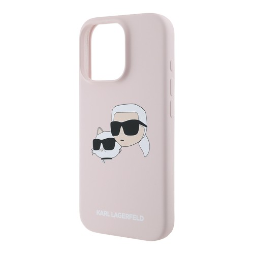 Karl Lagerfeld для iPhone 16 Pro Max чехол Liquid Silicone NFT Karl & Choupette Head Hard Pink (MagSafe)