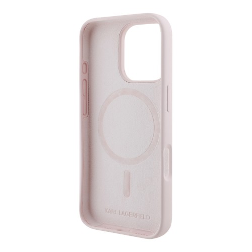 Karl Lagerfeld для iPhone 16 Pro Max чехол Liquid Silicone NFT Karl & Choupette Head Hard Pink (MagSafe)