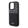 DKNY для iPhone 16 Pro чехол PU Repeat texture with Cardslot Metal logo Hard Black