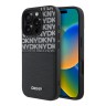 DKNY для iPhone 16 Pro чехол PU Repeat texture with Cardslot Metal logo Hard Black