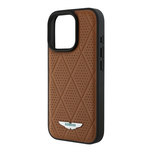 Aston Martin для iPhone 16 Pro чехол Leather Perforated Quilted Diamonds Hard Camel