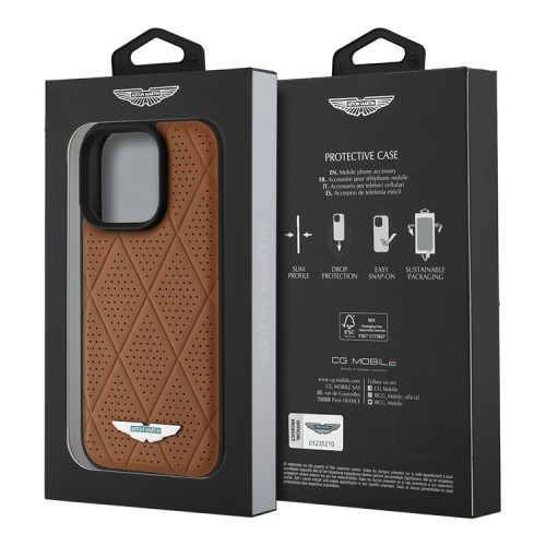 Aston Martin для iPhone 16 Pro чехол Leather Perforated Quilted Diamonds Hard Camel