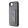 Karl Lagerfeld для iPhone 16e чехол Cardslot PU Grained leather Metal Signature Hard Silver