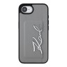 Karl Lagerfeld для iPhone 16e чехол Cardslot PU Grained leather Metal Signature Hard Silver