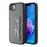 Karl Lagerfeld для iPhone 16e чехол Cardslot PU Grained leather Metal Signature Hard Silver