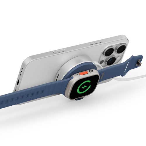 Energea Беспроводное СЗУ MagDuo Arc 2in1 iPhone +Apple Watch charger +retractable USB-C cable Blue