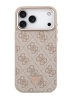 Guess для iPhone 17 Pro Max чехол PU 4G Triangle Diamond metal logo Gold camera Hard Pink (MagSafe)