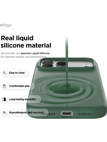 Elago для iPhone 17 Pro чехол Magnetic Silicone Alpine Green (MagSafe)