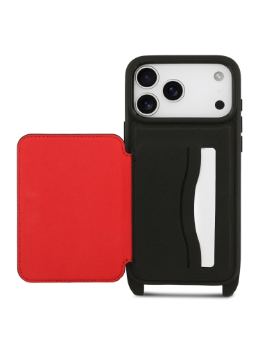 Karl Lagerfeld для iPhone 17 Pro чехол Crossbody cardslot PU Saffiano RSG Hard Black