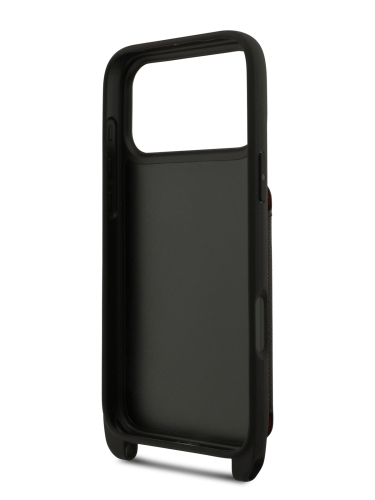 Karl Lagerfeld для iPhone 17 Pro чехол Crossbody cardslot PU Saffiano RSG Hard Black